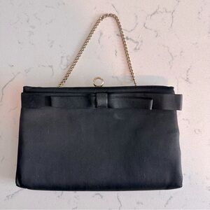After Five Black Evening Bag Black Clutch Gold Chain Vintage